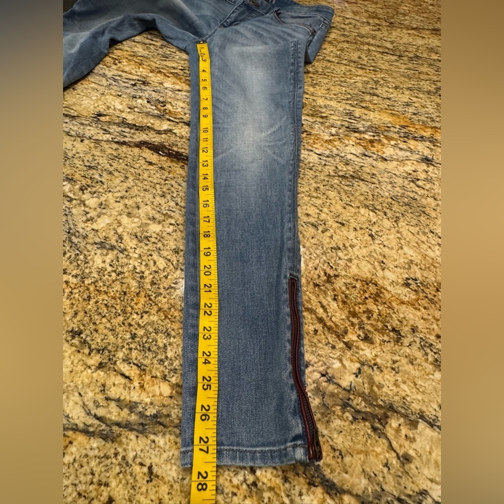 White House Black Market The Skimmer Jeans Faux Leather Trim Ankle Zip Size 4 - Picture 15 of 15